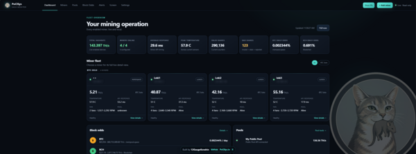 PoCISys Hash Monitor fleet dashboard